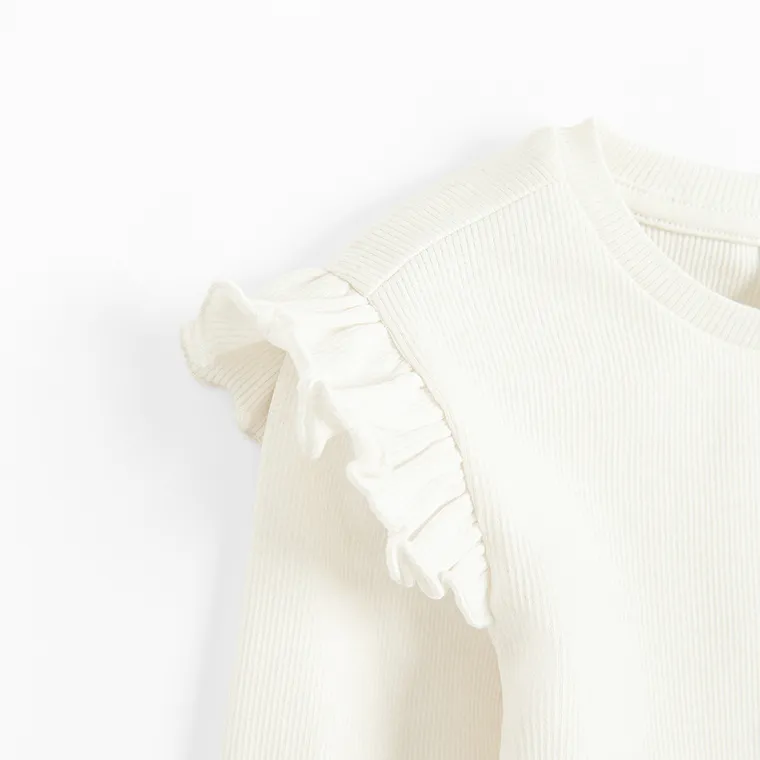 Cool Club, Bluzka dziewczęca z długim rękawem, prążkowana, biała