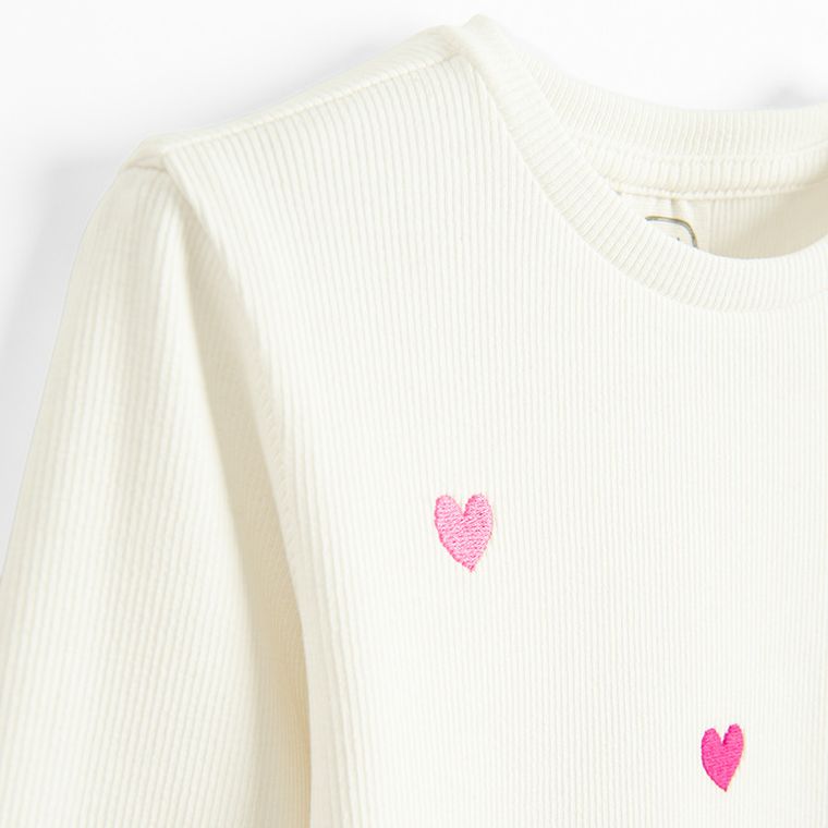 Cool Club, Bluzka dziewczęca z długim rękawem, prążkowana, biała