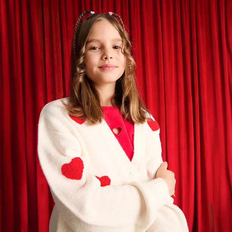 Cool Club, Bluzka dziewczęca z długim rękawem, prążkowana, czerwona