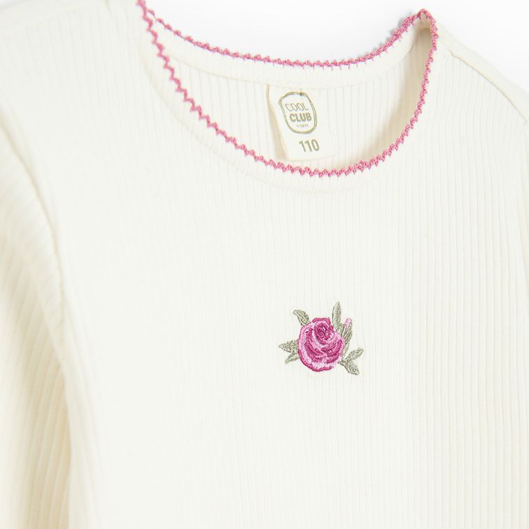 Cool Club, Bluzka dziewczęca z długim rękawem, prążkowana, ecru