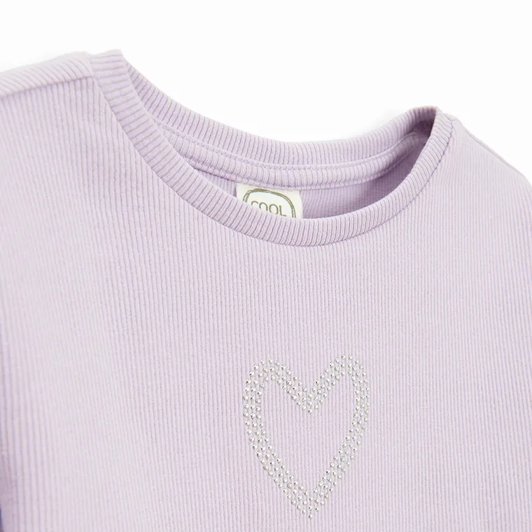 Cool Club, Bluzka dziewczęca z długim rękawem, prążkowana, fioletowa