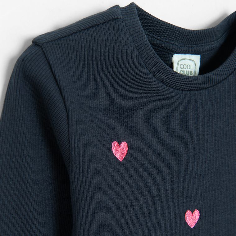 Cool Club, Bluzka dziewczęca z długim rękawem, prążkowana, niebieska