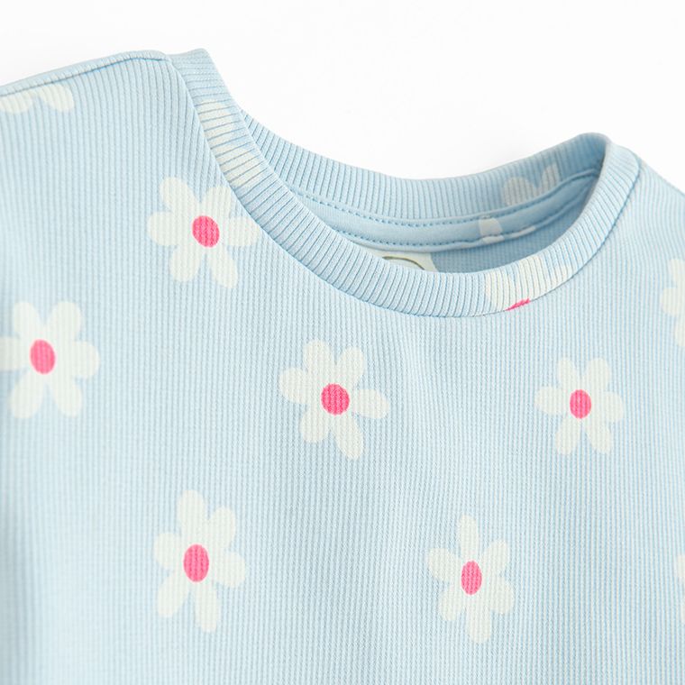 Cool Club, Bluzka dziewczęca z długim rękawem, prążkowana, niebieska