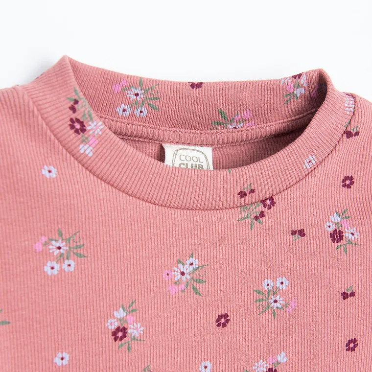 Cool Club, Bluzka dziewczęca z długim rękawem, prążkowana, różowa