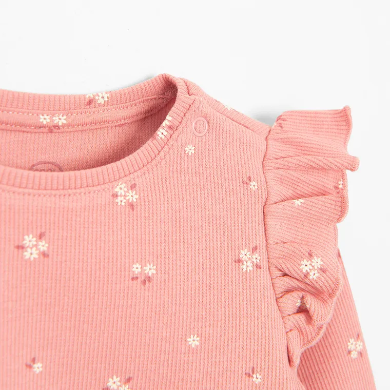 Cool Club, Bluzka dziewczęca z długim rękawem, prążkowana, różowa