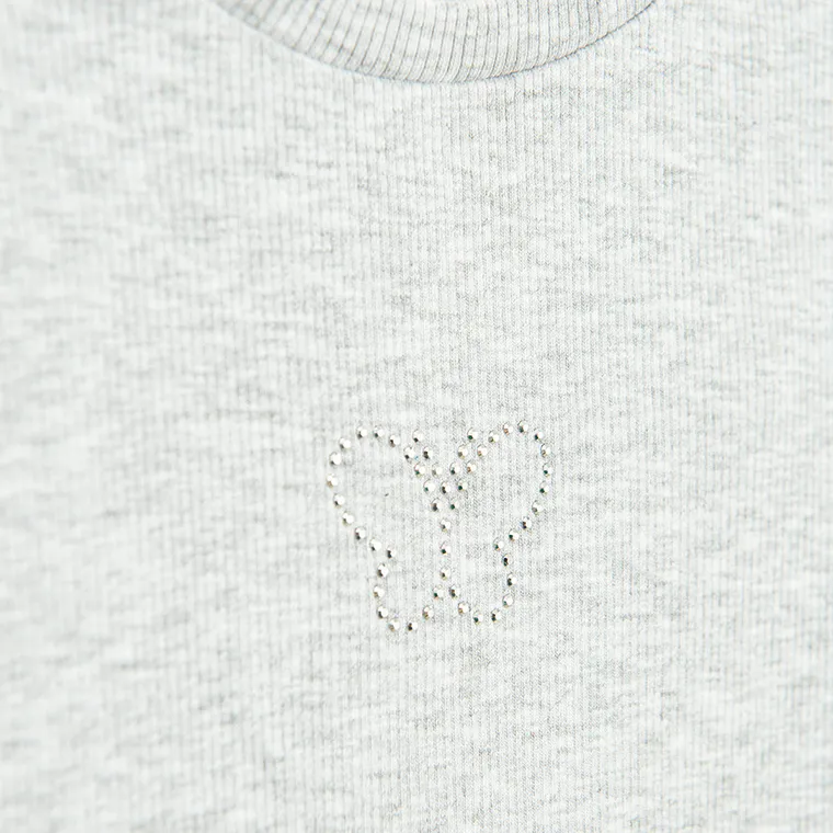 Cool Club, Bluzka dziewczęca z długim rękawem, prążkowana, szara