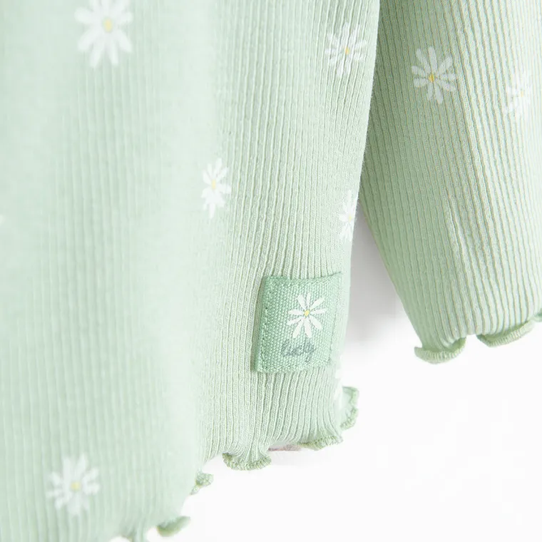 Cool Club, Bluzka dziewczęca z długim rękawem, prążkowana, zielona