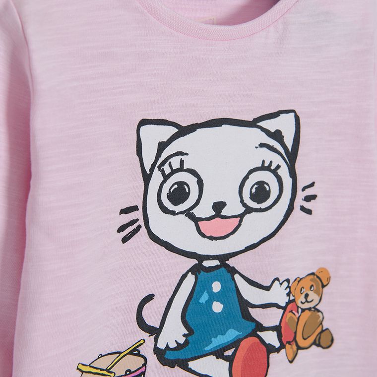 Cool Club, Bluzka dziewczęca z długim rękawem, różowa, Kicia Kocia