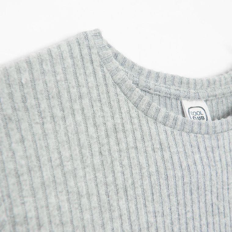 Cool Club, Bluzka dziewczęca z długim rękawem, sweterkowa, szara