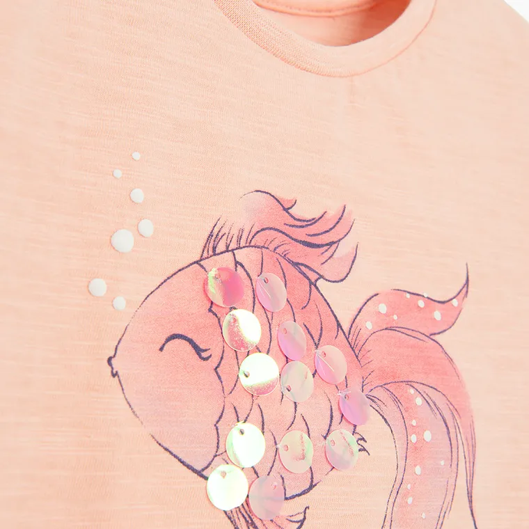 Cool Club, Bluzka dziewczęca z krótkim rękawem, brzoskwiniowa