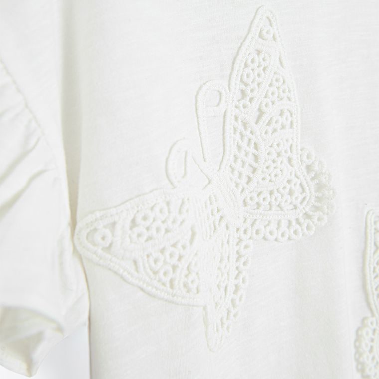 Cool Club, Bluzka dziewczęca z krótkim rękawem, crop top, biała