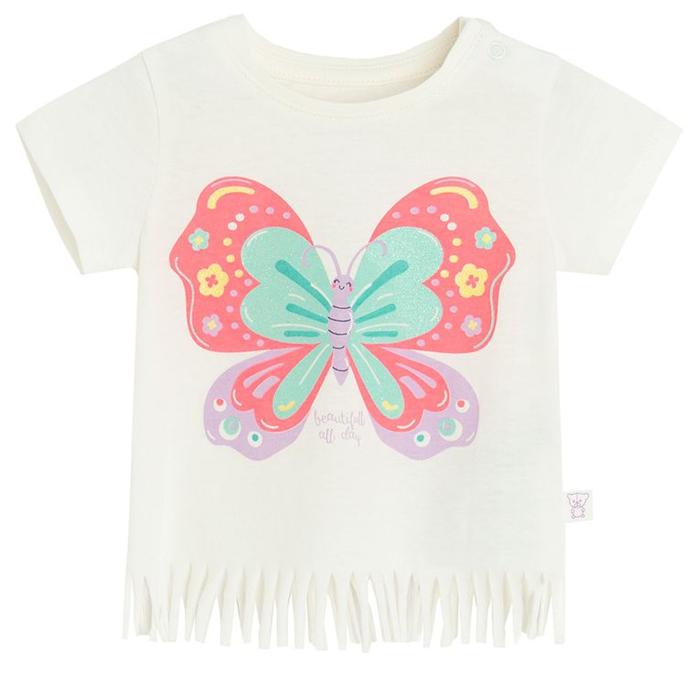 Cool Club, Bluzka dziewczęca z krótkim rękawem, ecru