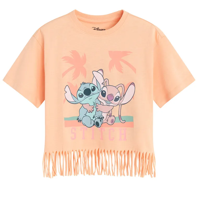 Cool Club, Bluzka dziewczęca z krótkim rękawem, pomarańczowa, Lilo i Stitch