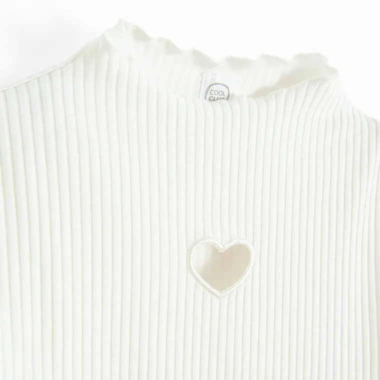 Cool Club, Bluzka dziewczęca z krótkim rękawem, prążkowana, biała
