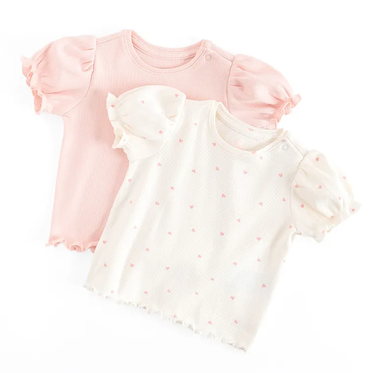 Cool Club, Bluzka dziewczęca z krótkim rękawem, prążkowana, mix, zestaw, 2 szt.