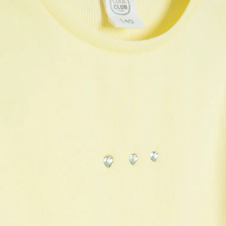 Cool Club, Bluzka dziewczęca z krótkim rękawem, prążkowana, żółta