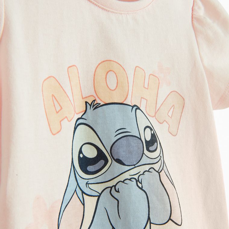 Cool Club, Bluzka dziewczęca z krótkim rękawem, różowa, Lilo i Stitch
