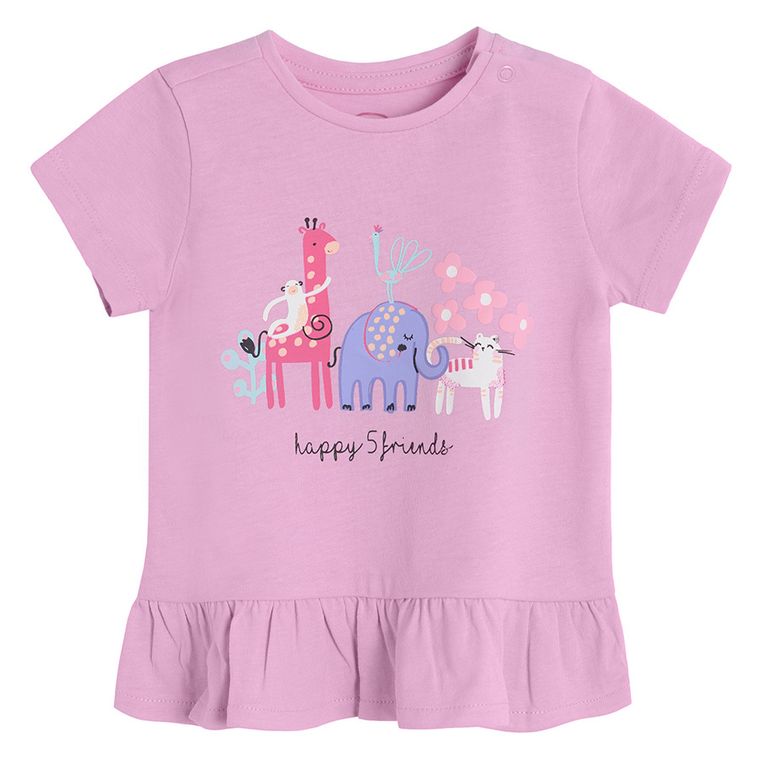 Cool Club, Bluzka dziewczęca z krótkim rękawem, różowa, zestaw, 2 szt.