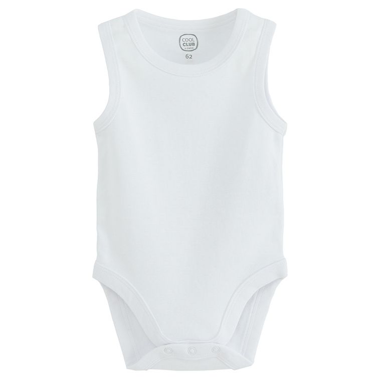 Cool Club, Body chłopięce bez rękawów, niebieskie, białe, zestaw, 3 szt.