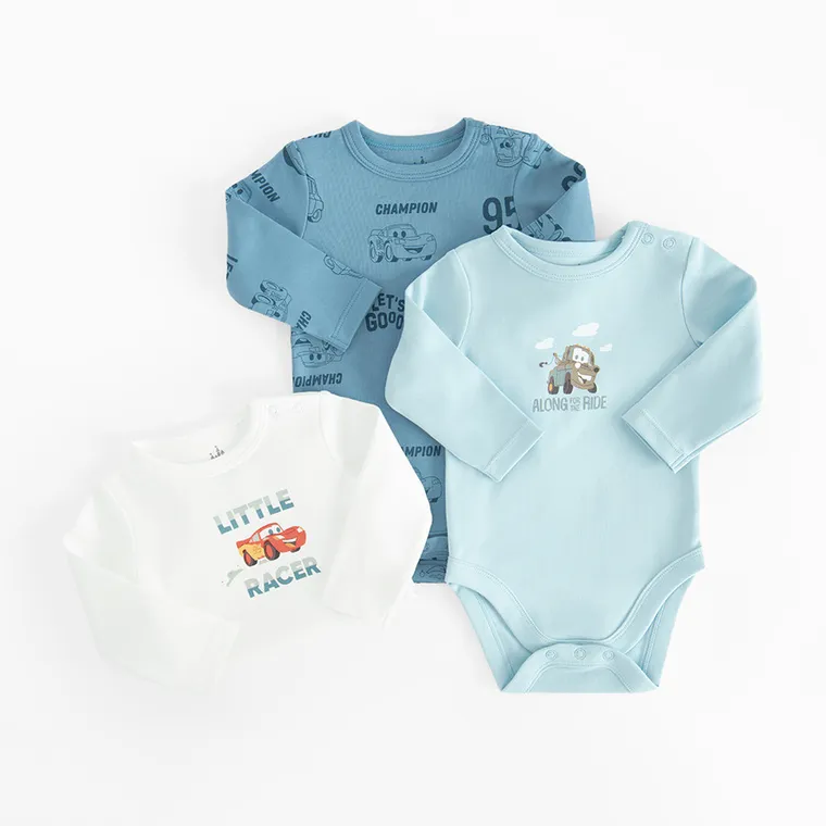 Cool Club, Body chłopięce z długim rękawem, mix, Auta, zestaw, 3 szt.