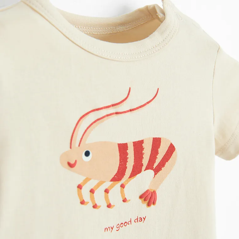 Cool Club, Body dziecięce z krótkim rękawem, beżowe