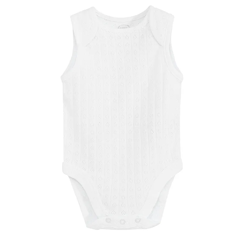 Cool Club, Body dziewczęce bez rękawów, ażurowe, białe, zestaw, 3 szt.