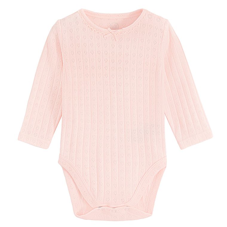 Cool Club, Body dziewczęce z długim rękawem, ażurowe, różowe, białe, zestaw, 3 szt.