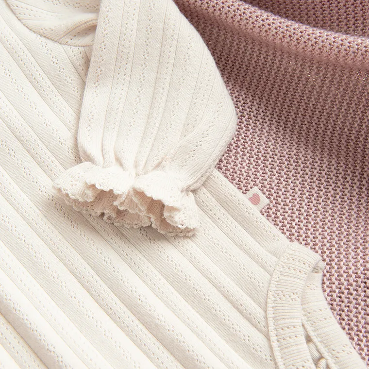 Cool Club, Body dziewczęce z długim rękawem, beżowe