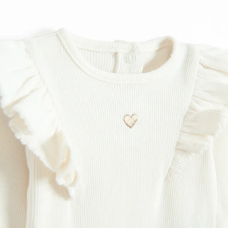 Cool Club, Body dziewczęce z długim rękawem, prążkowane, białe