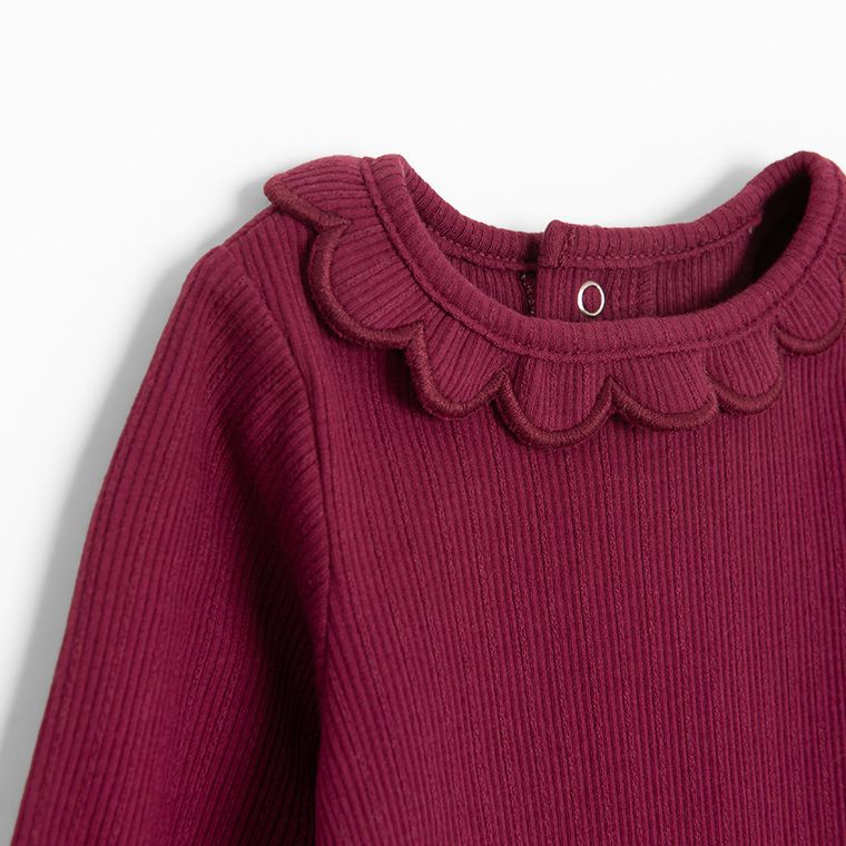 Cool Club, Body dziewczęce z długim rękawem, prążkowane, bordowe