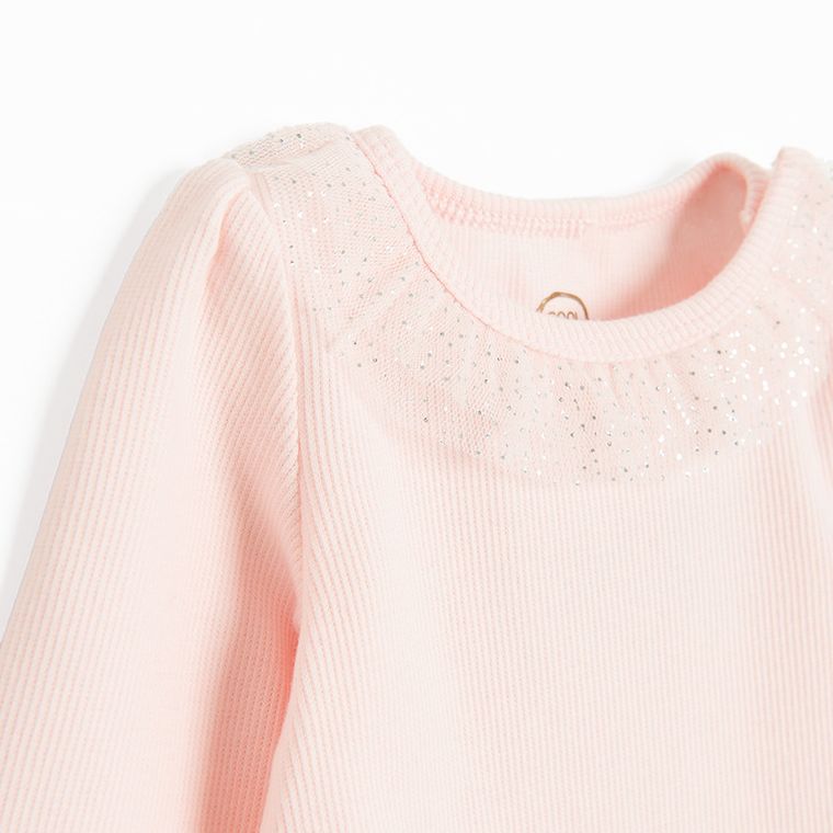 Cool Club, Body dziewczęce z długim rękawem, prążkowane, różowe