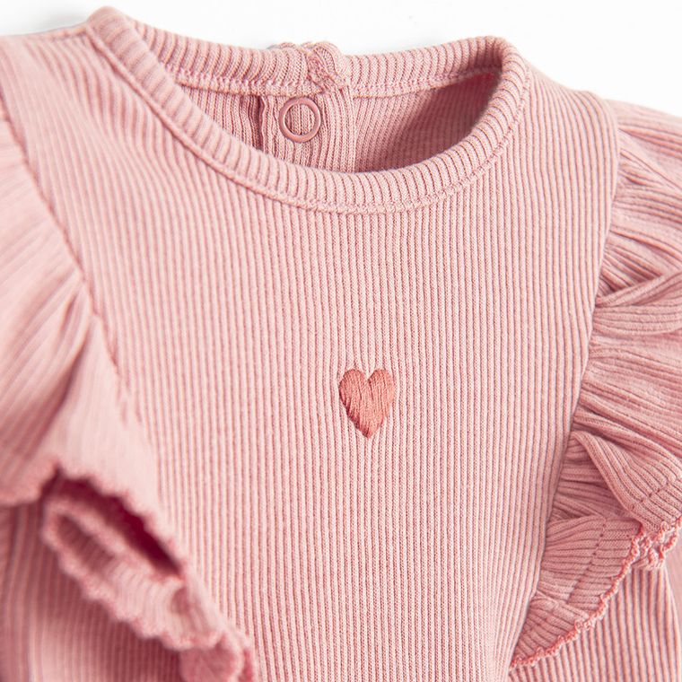 Cool Club, Body dziewczęce z długim rękawem, prążkowane, różowe