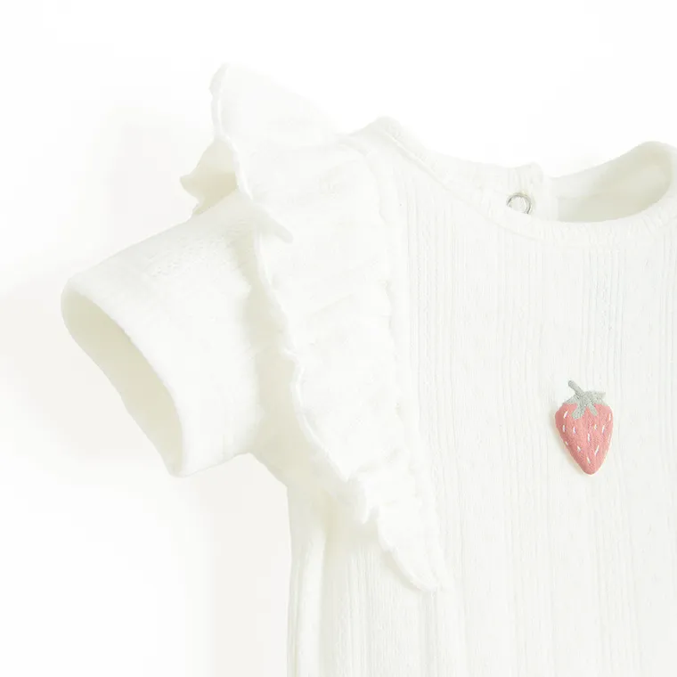 Cool Club, Body dziewczęce z krótkim rękawem, ażurowe, białe