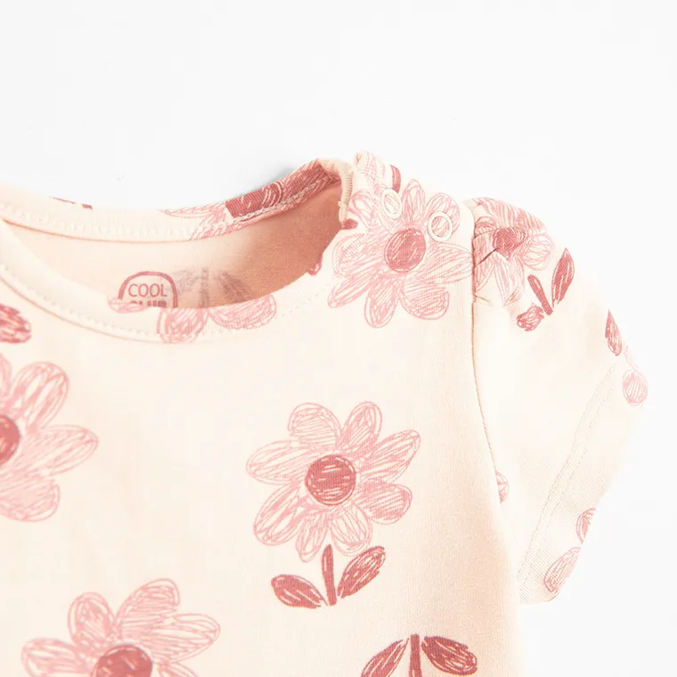 Cool Club, Body dziewczęce z krótkim rękawem, beżowe
