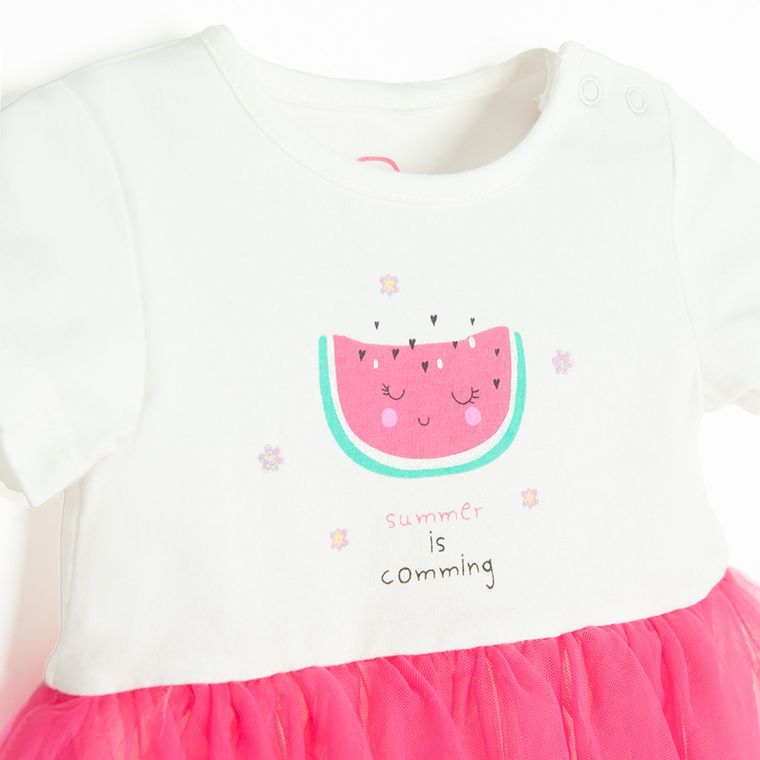 Cool Club, Body dziewczęce z krótkim rękawem, biało-różowe