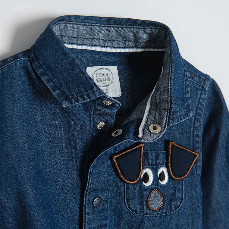 Cool Club, Body koszulowe chłopięce z długim rękawem, denim