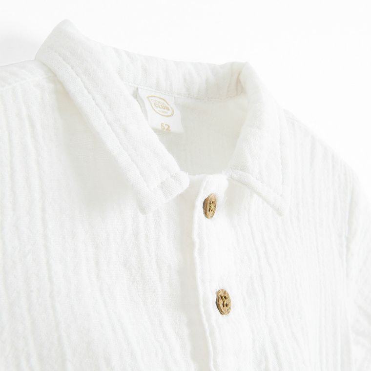 Cool Club, Body koszulowe chłopięce z krótkim rękawem, muślinowe, białe