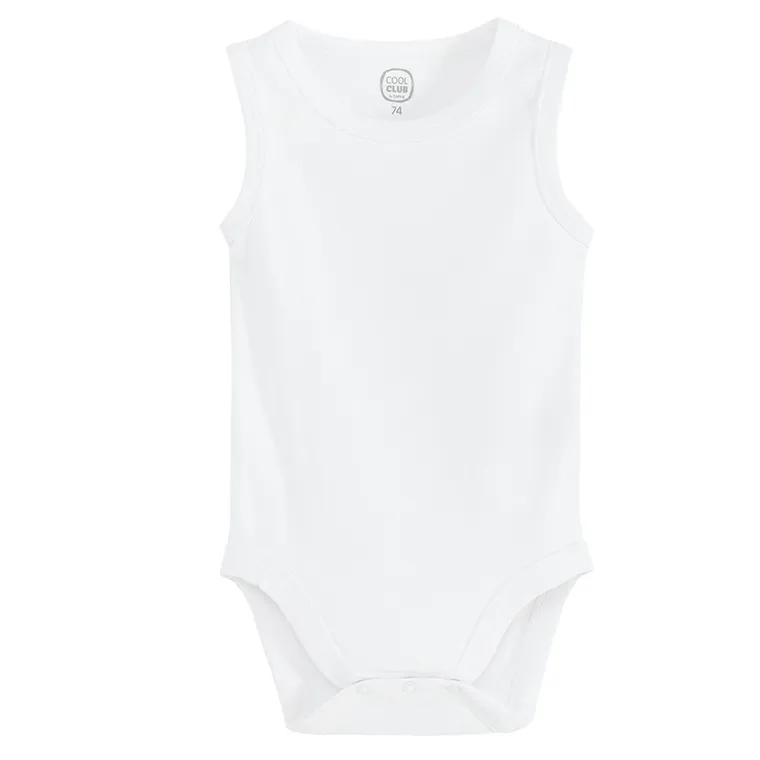 Cool Club, Body niemowlęce bez rękawów, białe, zestaw, 3 szt.