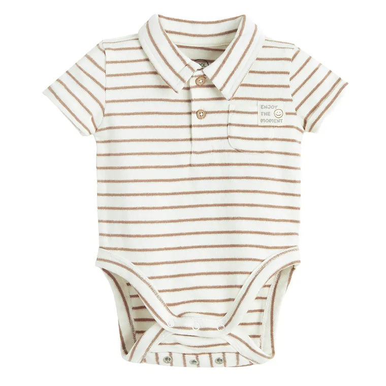 Cool Club, Body polo chłopięce z krótkim rękawem, frotte, beżowe