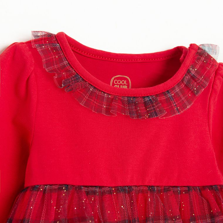Cool Club, Body sukienka dziewczęce z długim rękawem, czerwone