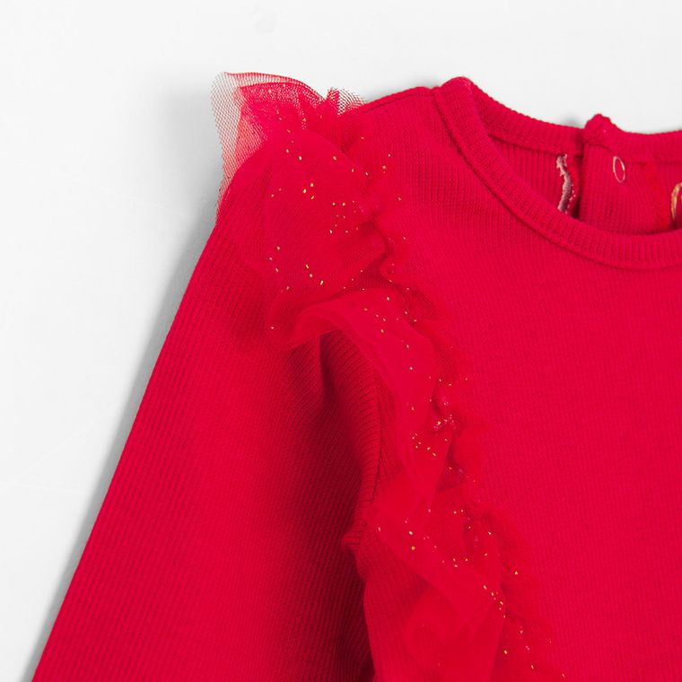 Cool Club, Body sukienka dziewczęce z długim rękawem, czerwone
