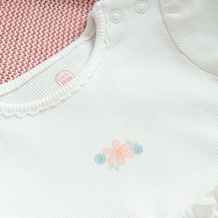 Cool Club, Body sukienka dziewczęce z długim rękawem, muślinowe, białe