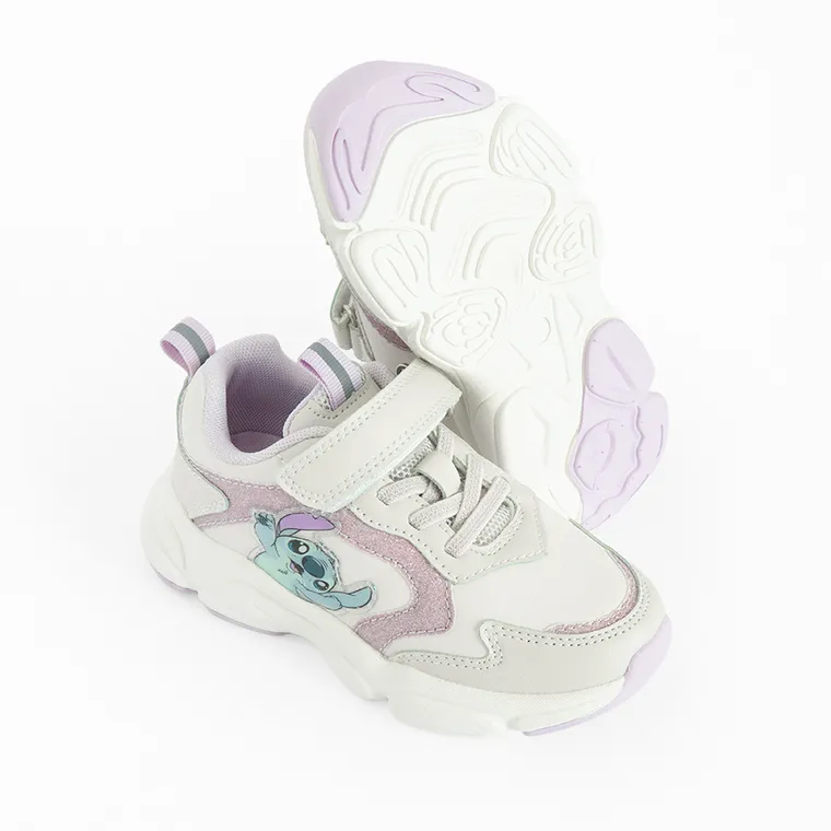 Cool Club, Buty sportowe dziewczęce, białe, świecąca podeszwa, Lilo i Stitch