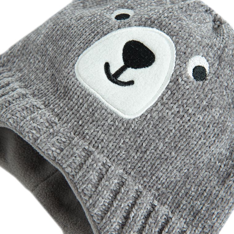 Cool Club, Czapka chłopięca z pomponami, szara