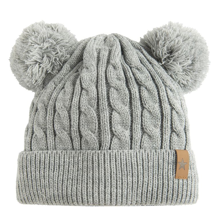 Cool Club, Czapka chłopięca z pomponami, szara