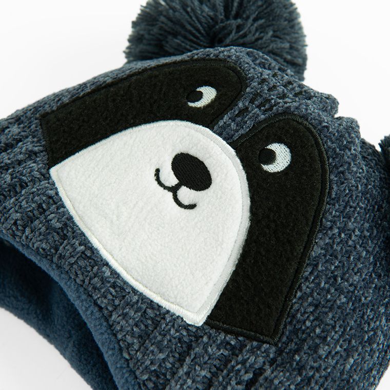 Cool Club, Czapka chłopięca z pomponami, wiązana, granatowa