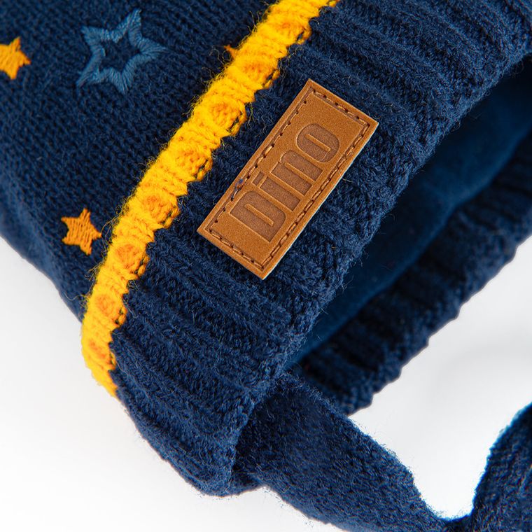 Cool Club, Czapka chłopięca z pomponem, wiązana, niebieska