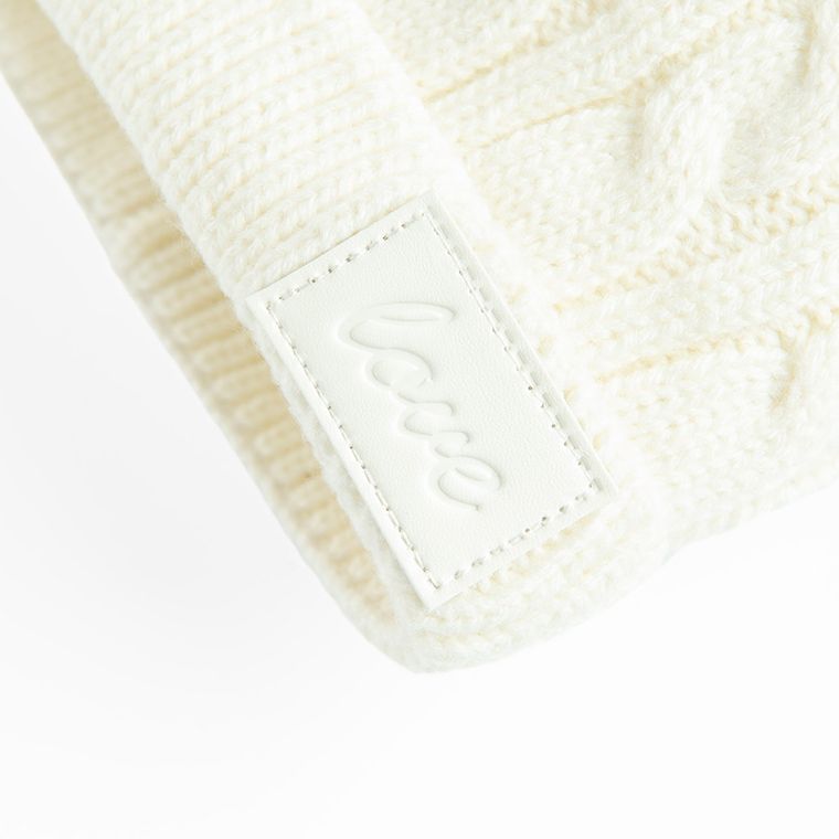 Cool Club, Czapka dziewczęca z pomponami, ecru