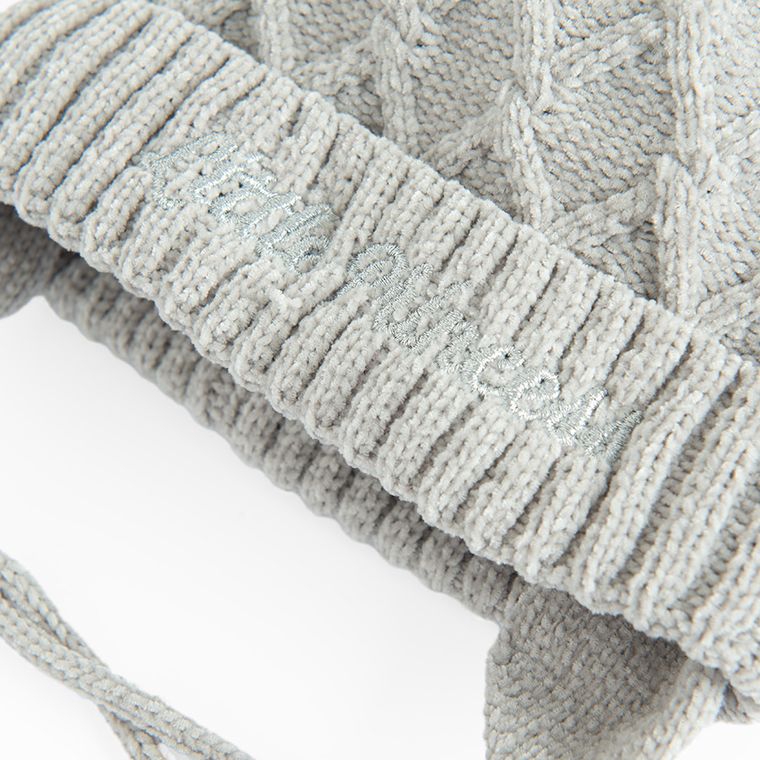 Cool Club, Czapka dziewczęca z pomponami, wiązana, szara