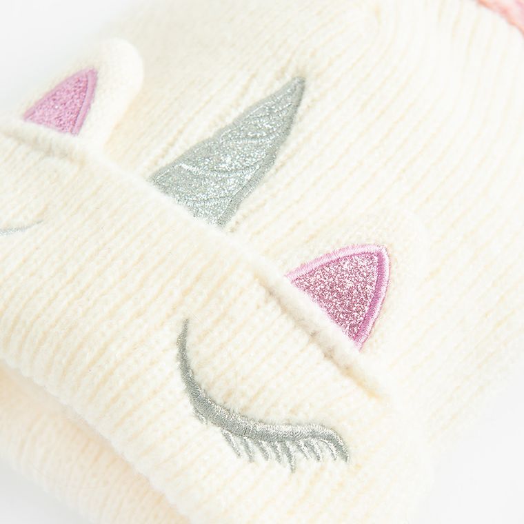 Cool Club, Czapka dziewczęca z pomponem, biała